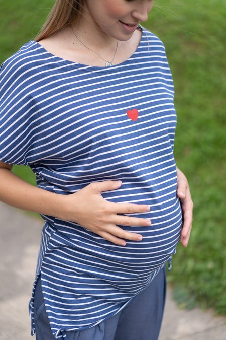 Tunika za dojenje in nosečnost - bele črte 34/36